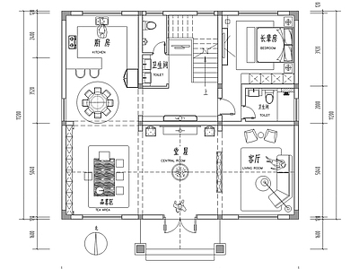 现代别墅建筑 自建房 三层别墅 农村别墅 平面图 施工图