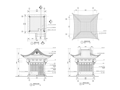 中式亭子 景观亭 施工图