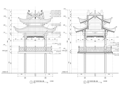 中式亭子 景观亭 施工图
