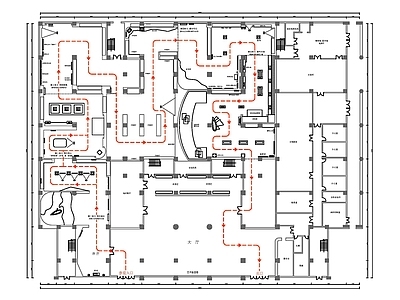 现代其他工装空间 书吧 图书馆平面图 书咖 施工图