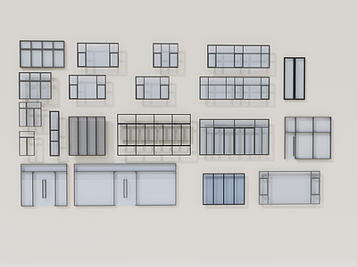 现代窗户组合 玻璃窗户 窗户组合 玻璃门窗