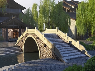中式古建 古桥 小桥 中式桥