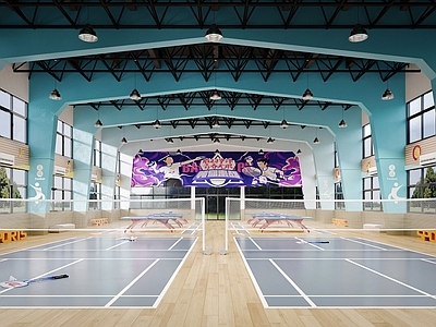 现代简约体育馆 学校 体育馆 羽毛球场 乒乓球场 网球场 体育馆
