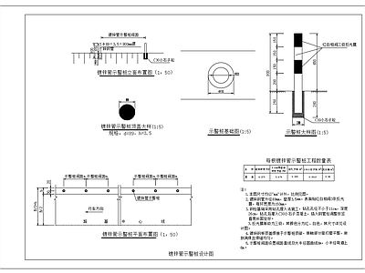 现代其他节点详图 镀锌管示警桩 施工图