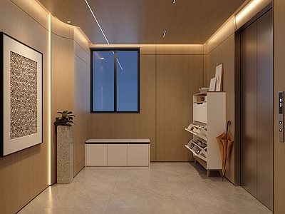 现代其他家装 现代夜景电梯间 现代电梯间