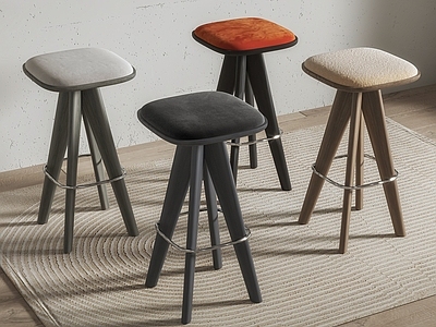 现代中古吧椅 Bar Stool 木质吧凳 方形吧凳 木吧椅