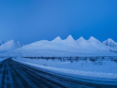 现代街道外景 道路 雪景街道