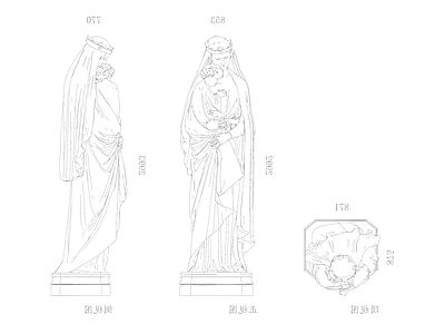欧式景观雕塑图库 圣母玛利亚雕像 玛利亚雕像 圣母像 圣母雕像 天使雕像 施工图