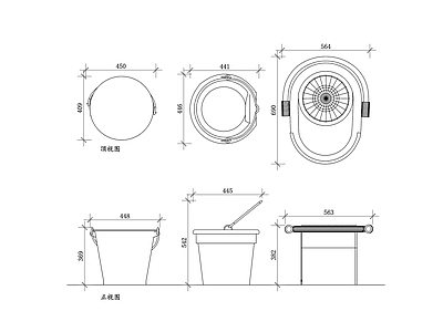 现代卫浴设施 水桶 水盆 水罐 水缸 储水桶 施工图