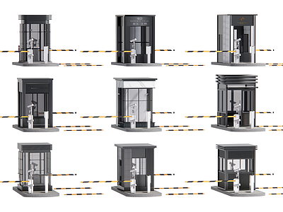 现代其他公共建筑 岗亭 门卫 保安亭 摆闸 停车杆