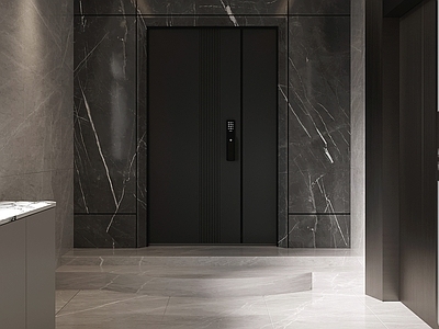 极简侘寂其他家装 侘寂极简风电梯间