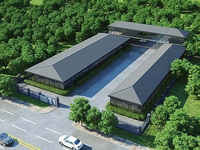 现代厂房 现代厂房建筑鸟瞰 项目部板房建筑