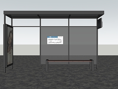 现代新中式公交站台 公交站台 凉亭 钢结构 等候区