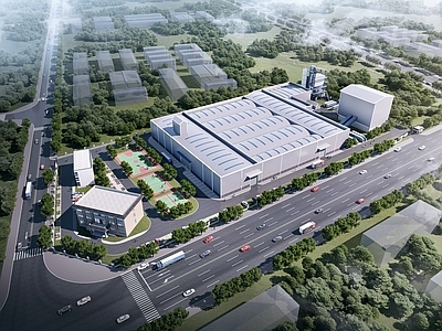现代厂房 现代混凝土厂 现代厂区办公综合 混凝土集团基地 现代水泥厂