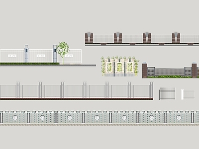 现代轻奢围墙 格栅围墙 庭院围墙 小区围墙 铁艺围墙 青砖围墙