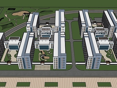 现代极简学校建筑 教学楼学校 学校宿舍建筑