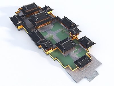 新中式中式古建 中式寺庙 寺庙 禅院