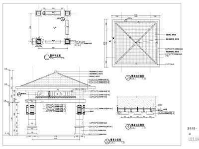 现代中式亭子图库 四坡亭 中式亭 现代亭 景观 施工图