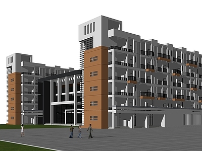 现代简约学校建筑 教学楼学校 建筑体量 丰富立面设计