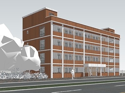 欧式极简学校建筑 教学楼学校