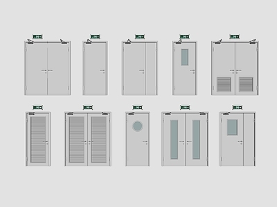 现代其他门 消防门组合 消防门 防火门 安全出口指示牌