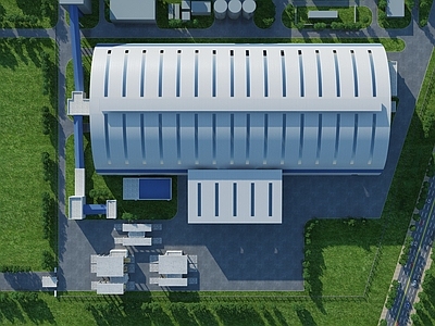 现代厂房 现代火电厂建筑 厂房建筑鸟瞰