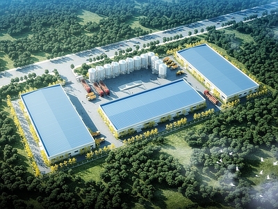 现代厂房 现代粮仓粮库厂房 厂房建筑鸟瞰