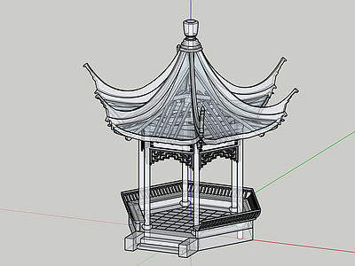 复古古建筑 六角亭