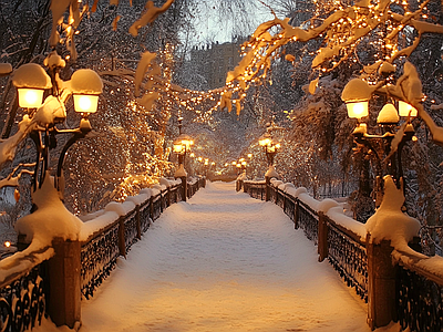 现代风景 雪景