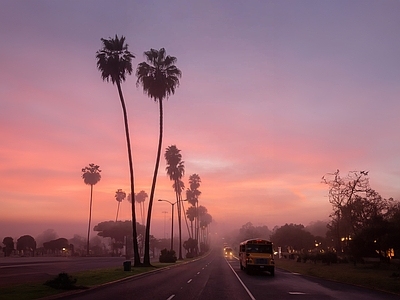 现代风景 公路 夕阳 黄昏