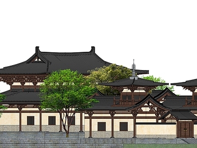 中式禅意寺庙建筑 唐风寺庙建筑 唐风古建筑 唐代建筑 寺庙