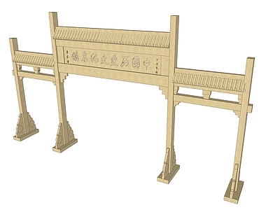 中式古建筑 古建石牌楼 牌坊楼 中式古建筑