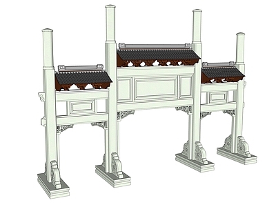 中式古建筑 中式牌坊楼 古建石牌楼