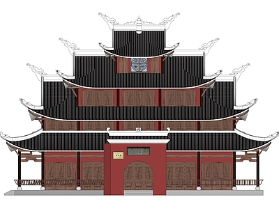 中式古建筑 寺庙建筑 财神庙 中式古建筑