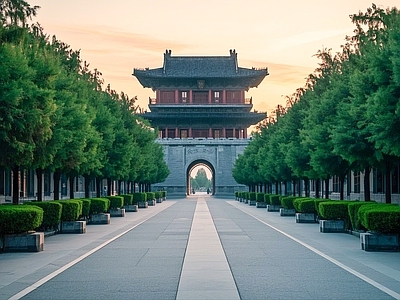 新中式中式街道外景 陵墓 景观 景点 古迹