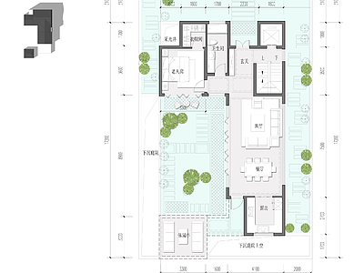 现代新中式别墅建筑 2350合院别墅 新中式合院别墅 合院别墅户型方案 施工图