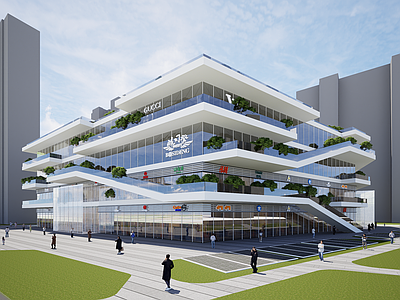 现代极简商场建筑 现代商业建筑