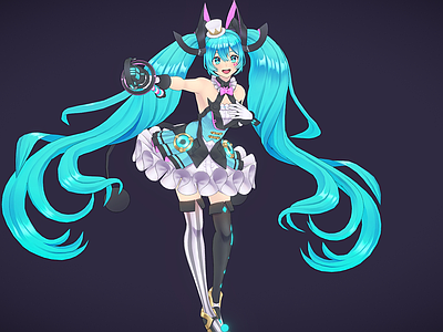 虚拟人物 初音未来 初音赛车系列 手办少女 二次元女孩