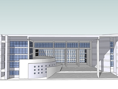 现代展览馆建筑 架空入口 围合式建筑 大门设计 入口设计