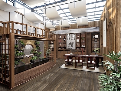 新中式现代其他文化空间 茶文化展厅 茶室 中式书房 茶文化