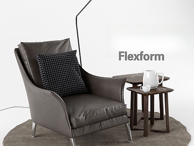 现代轻奢沙发组合 flexform 客厅沙发 酒店沙发 实木茶几 皮质沙发