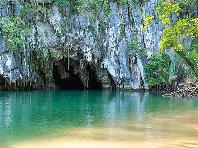 现代风景 湖水 瀑布