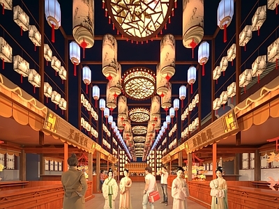 中式古建 新中式夜市 上元市集 古代夜市 古代建筑