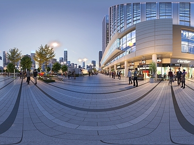 现代新中式城市外景 白天城市外景 广场外景 道路外景