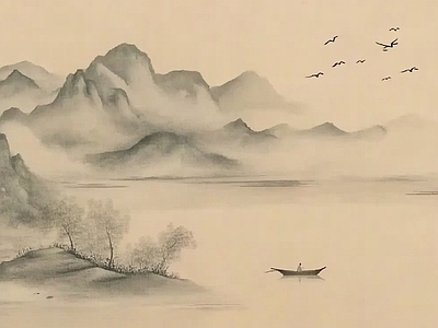 中式风景 中式山水壁画壁纸