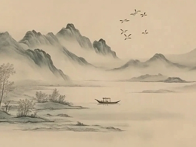 中式风景 中式山水壁画壁纸