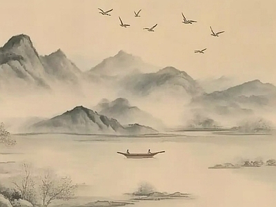 中式风景 中式山水壁画壁纸