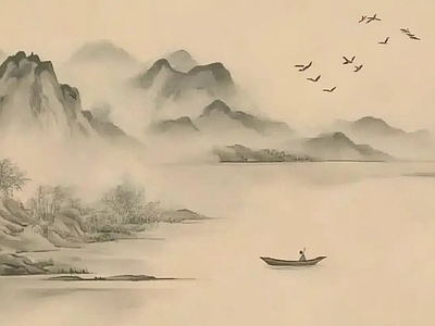 中式风景 中式山水壁画壁纸