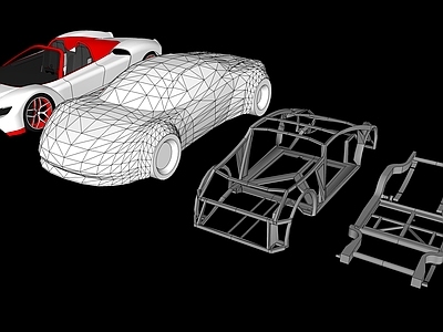 汽车 白模板车架车身