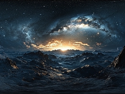 现代天空HDR 夜景星空极光全景